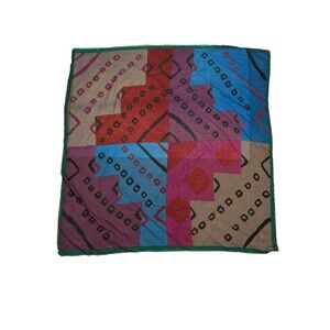 Cashmere & Silk Shawl Scarf in 80's Retro Purple Blue Teal and  43x43